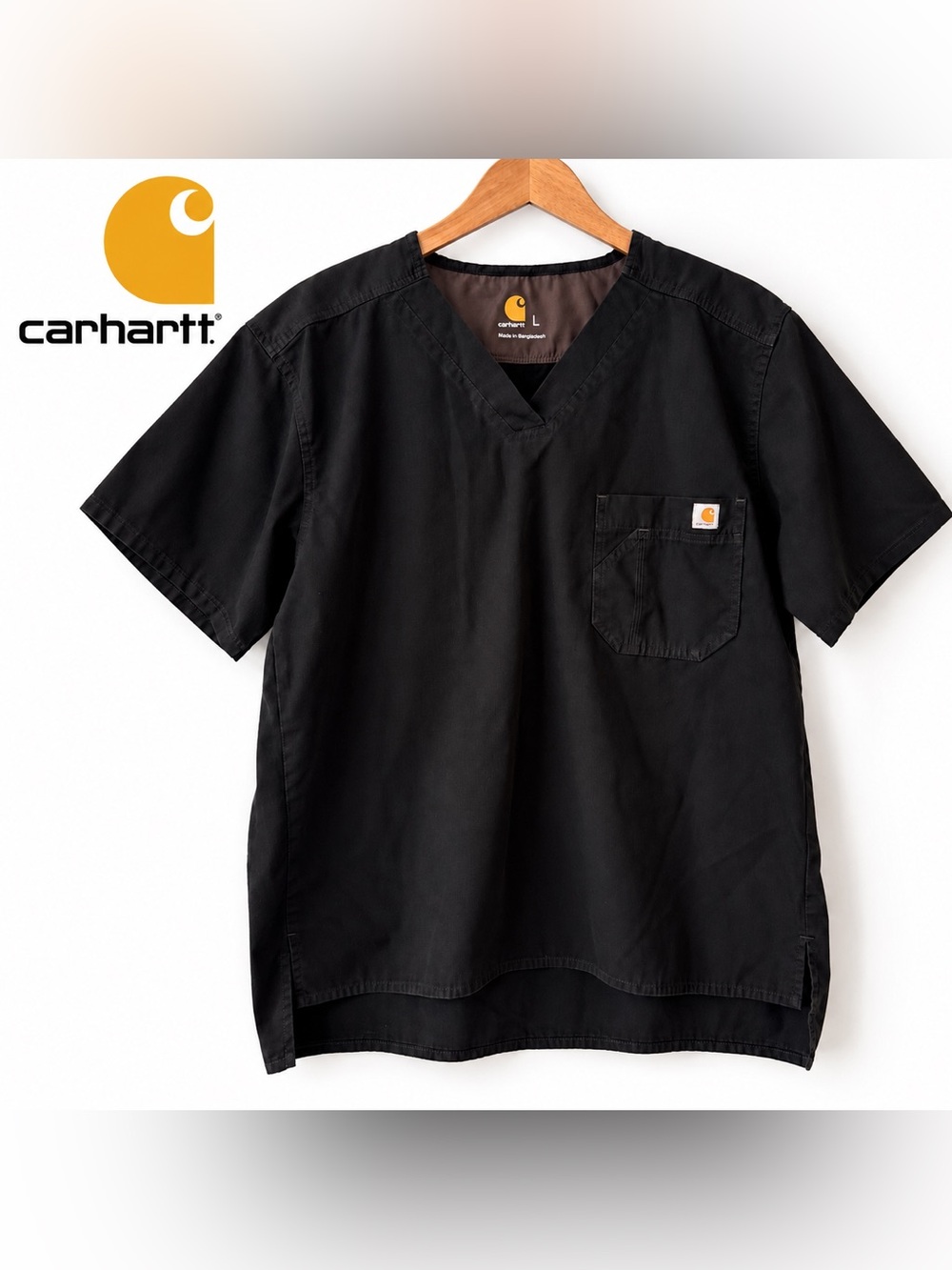 Carhartt C15108 Men’s Ripstop Utility Scrub Top Black V-Neck Size L